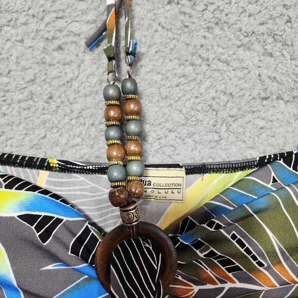 Napua Collection Honolulu Floral Womens Cover Up‎ Dress Beaded Size M/L 90'S - Picture 2 of 6